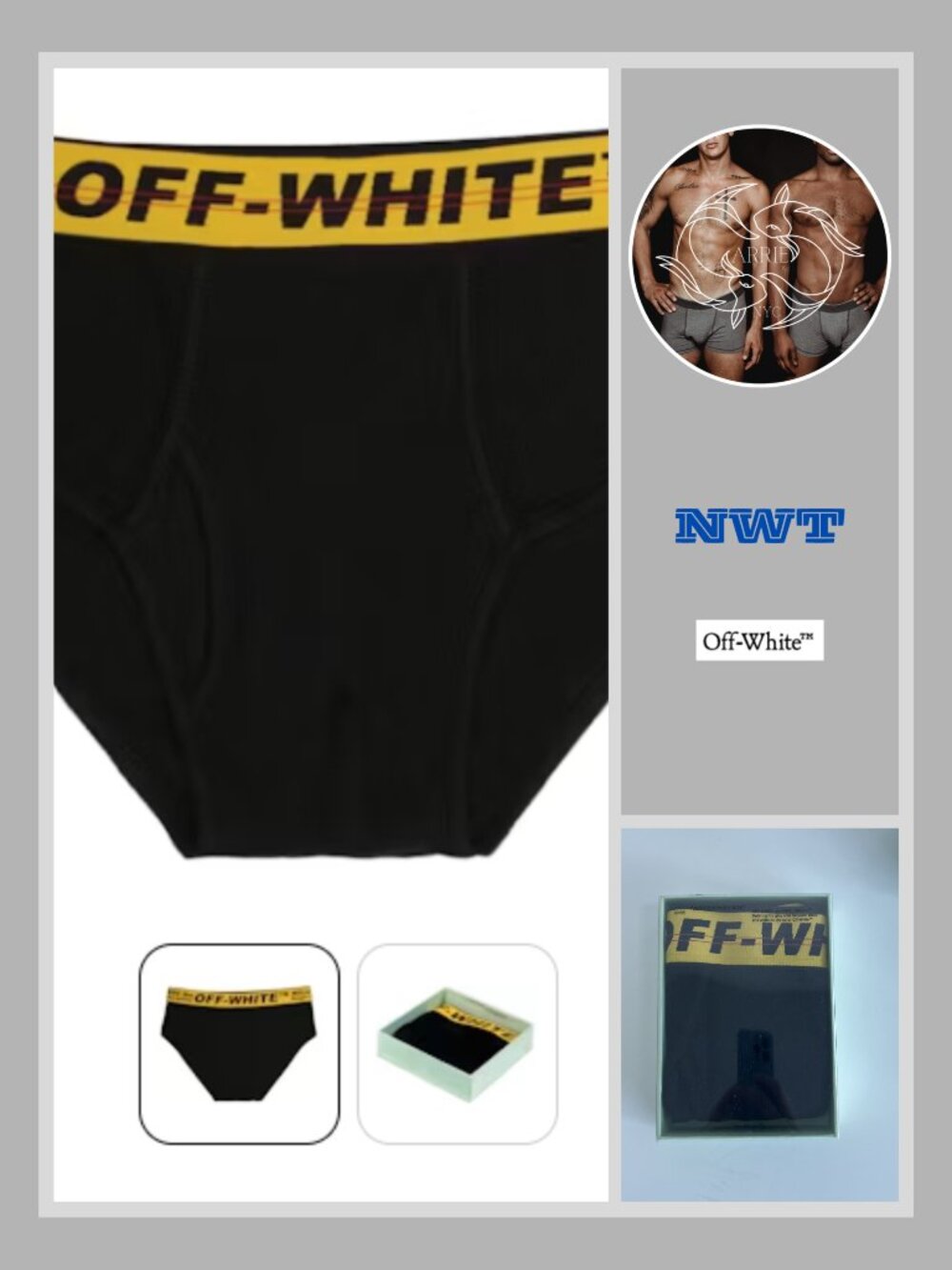 OFF-WHITE - Single Pack Slip Underwear - Black/Yellow/Black (Size M)